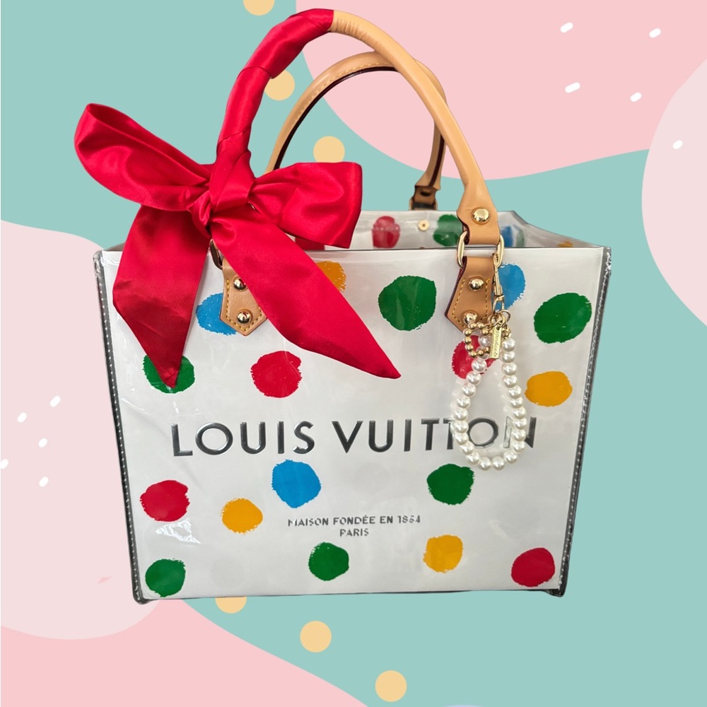 Upcycled shopping bag in clear vinyl bag. LIMITED EDITION